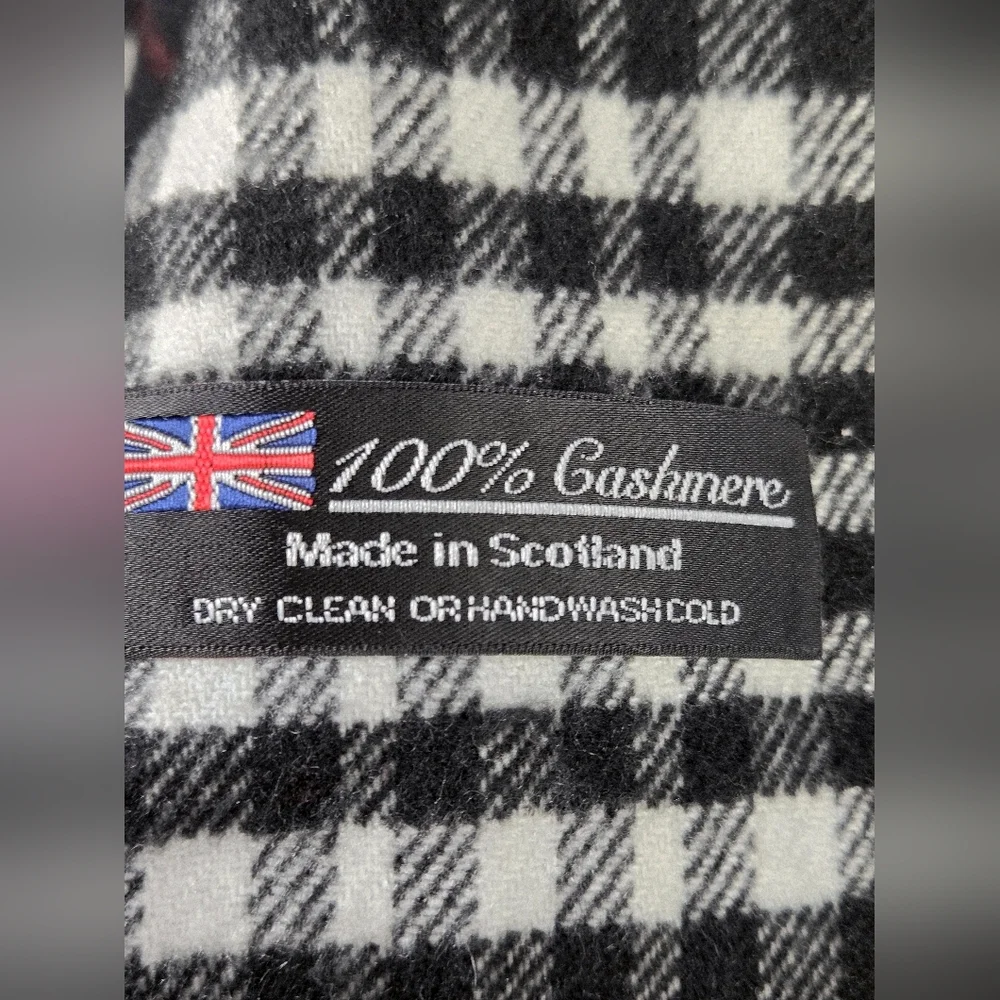100% Cashmere‎ Made In Scotland Fringe Plaid Heritage Dark Academia Scarf